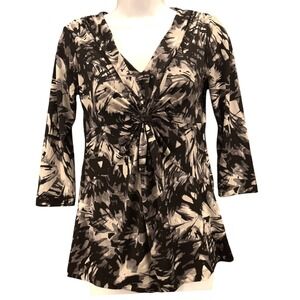 Daisy Fuentes Babydoll Blouse XS‎ Twist Knot Whimsigoth Art To Wear Y2K Stretch